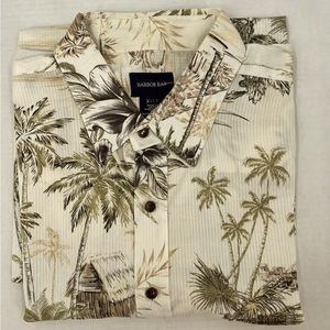 Men's Shirt 2XLT Short Sleeve Multicolor Floral Cotton Harbor Bay Button Up Brn